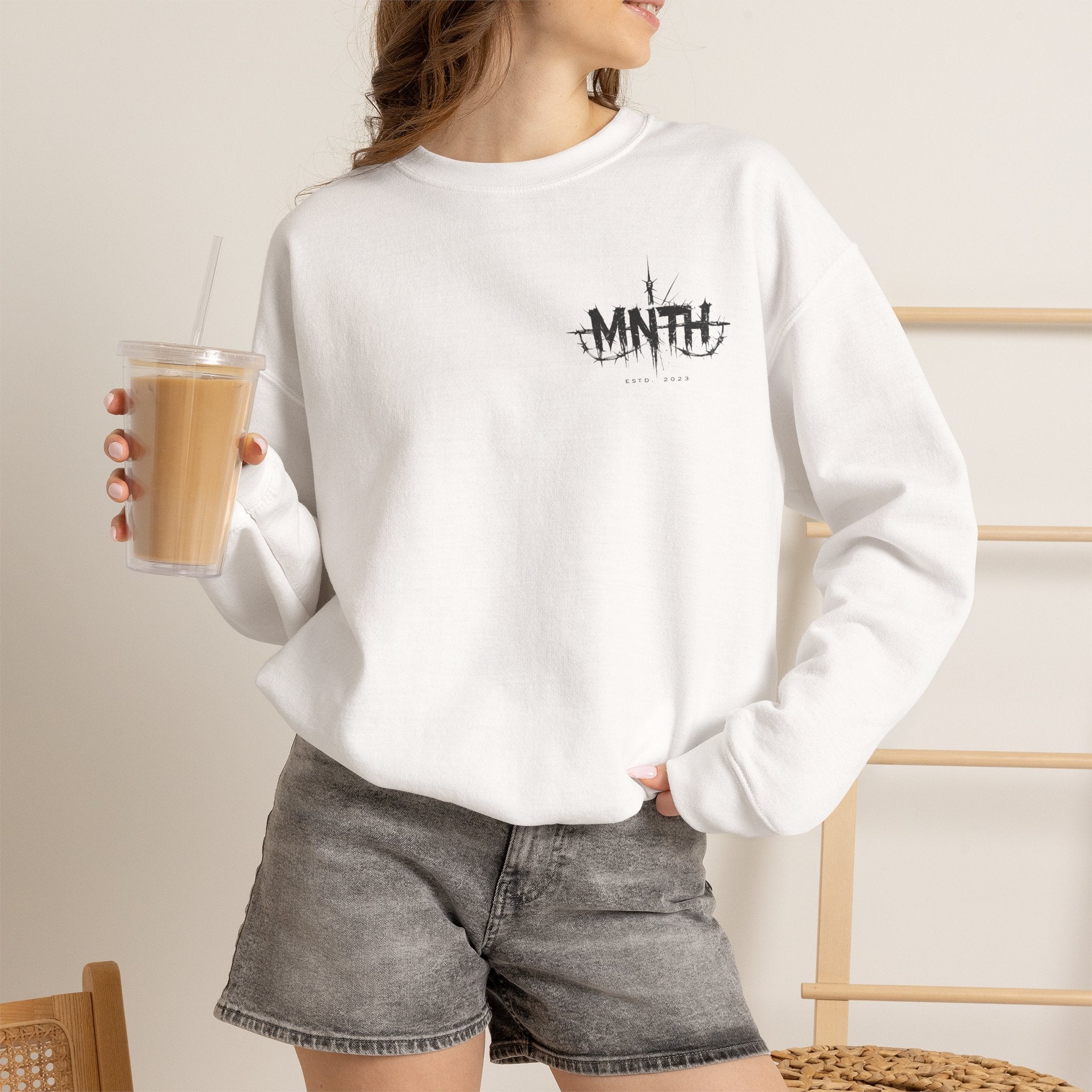 Crewneck Sweatshirt — Minimal 'MNTH' Logo Streetwear Pullover