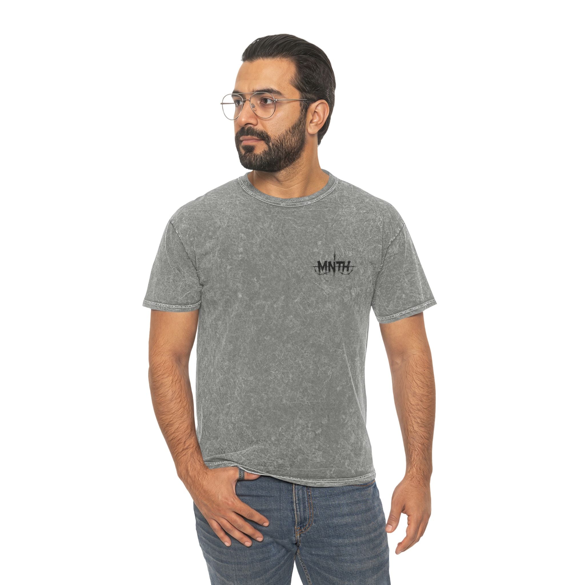 MNTH Mineral Wash T-Shirt — Vintage Grey Chest Logo Tee