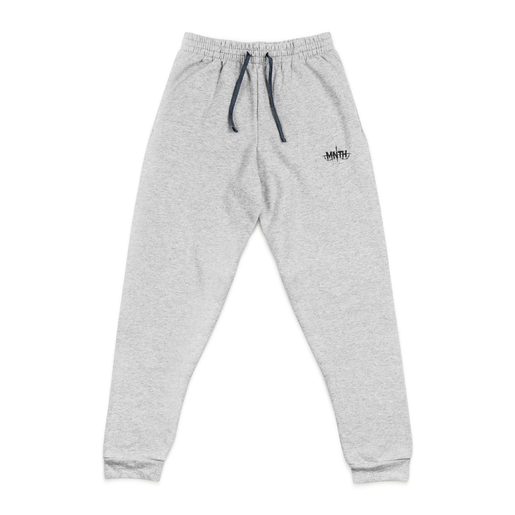 Embroidered Grey Joggers — Minimal Script Logo Sweatpants
