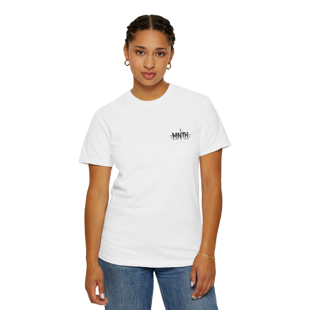 Minimal 'MNTH' Chest Logo T‑Shirt — Garment-Dyed Casual Tee