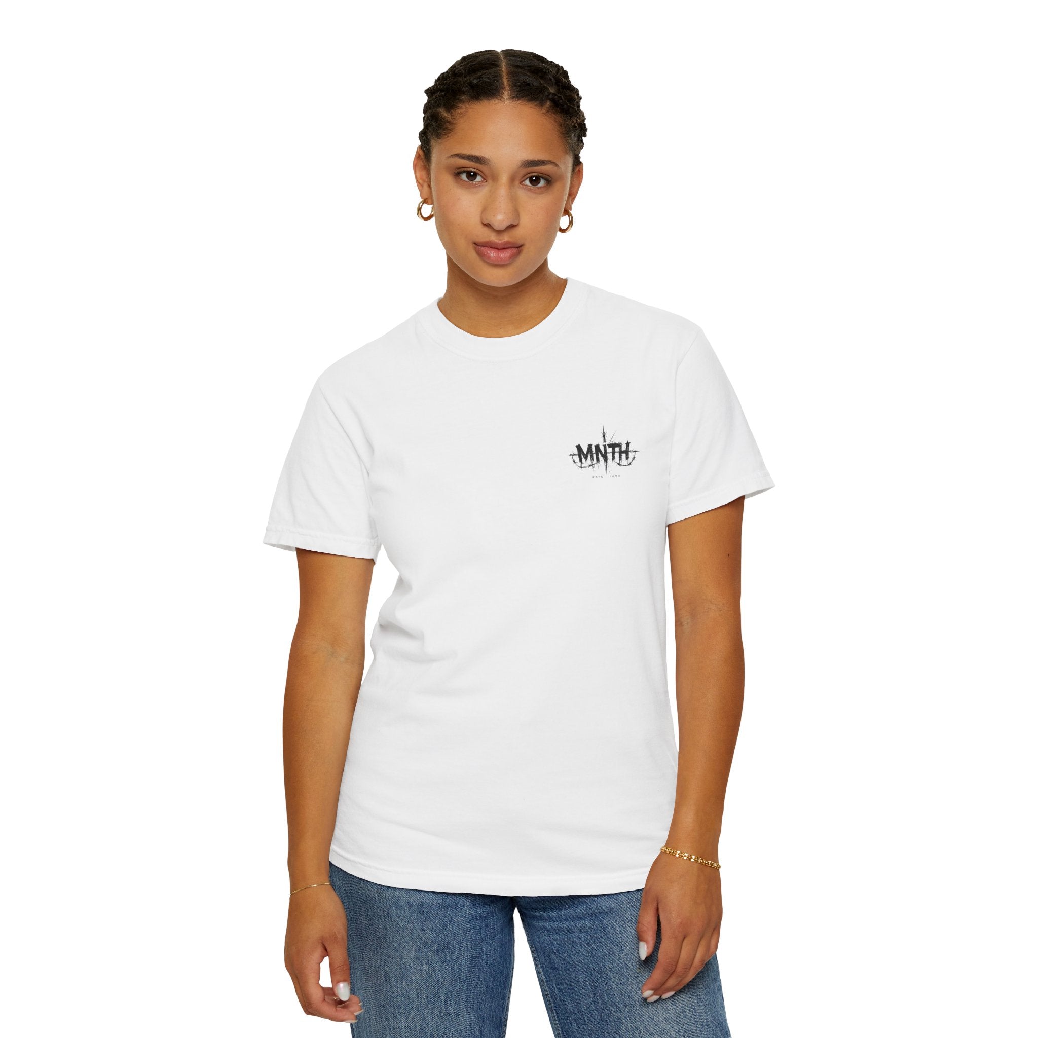 Minimal 'MNTH' Chest Logo T‑Shirt — Garment-Dyed Casual Tee