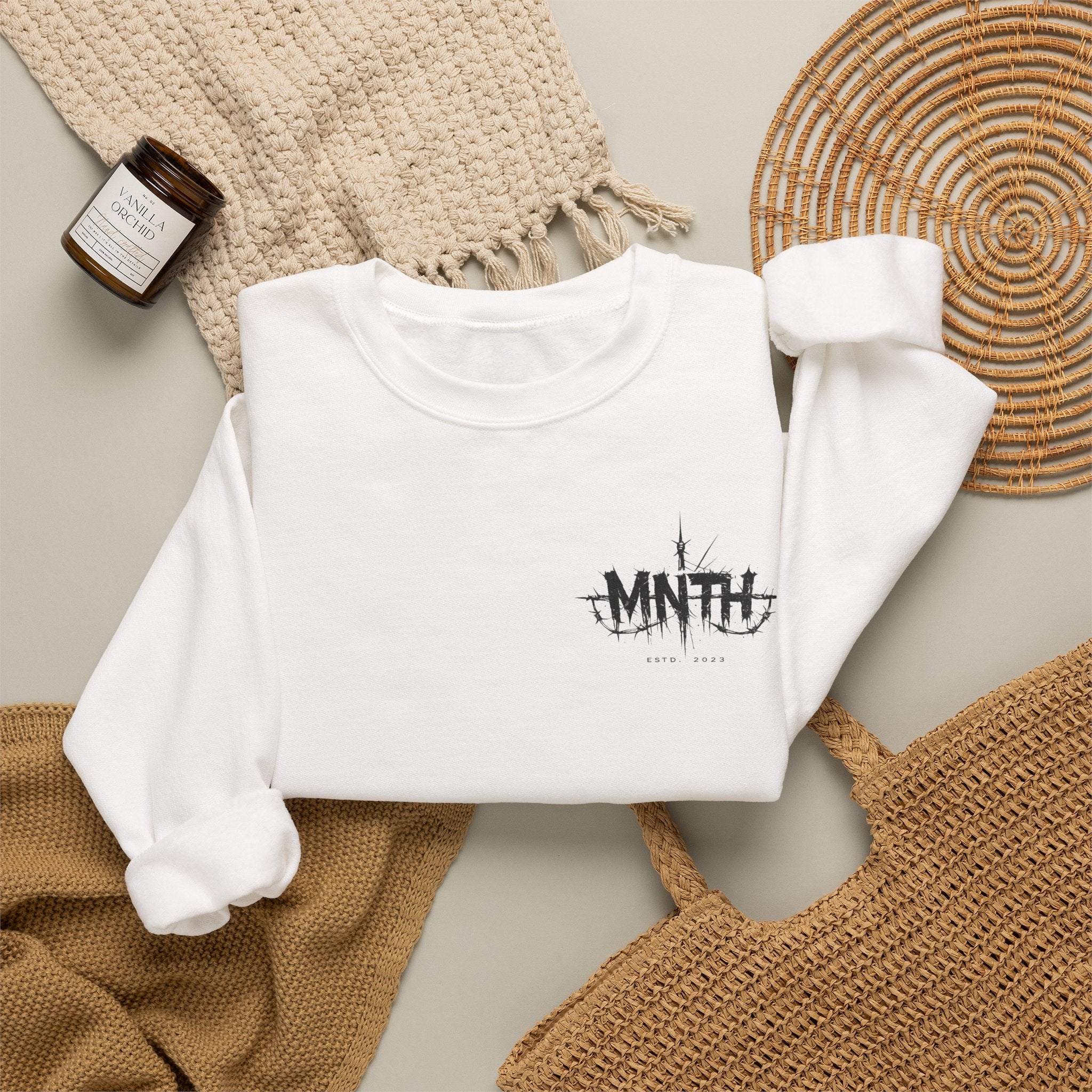 Crewneck Sweatshirt — Minimal 'MNTH' Logo Streetwear Pullover